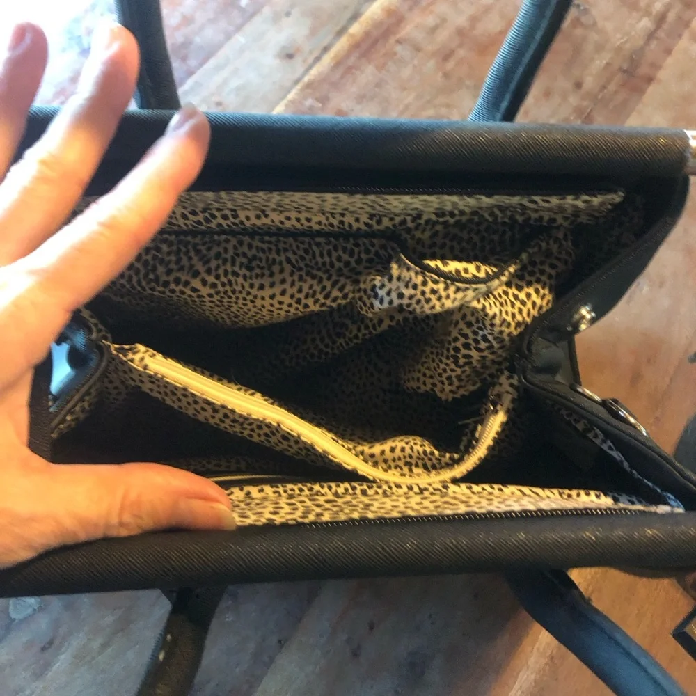 NWT Catherines Purse Black Structured Top-Handle Satchel